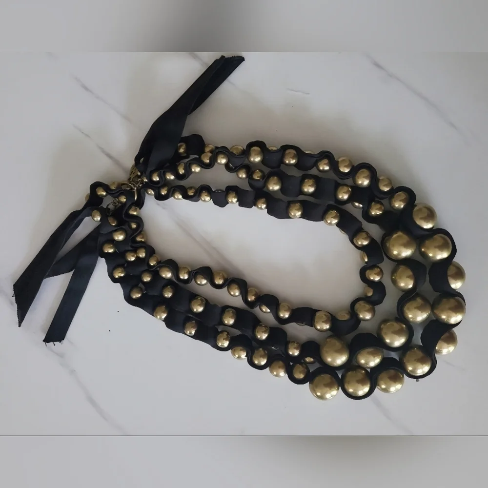 Ann Taylor Factory Beaded Ribbon Necklace
